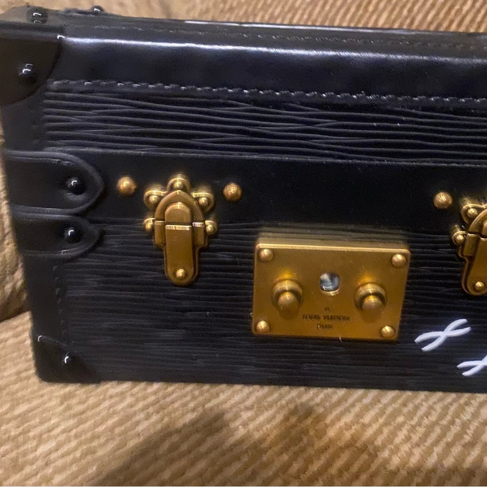 Louis Vuitton Black Toiletry Bag with Gold Accents